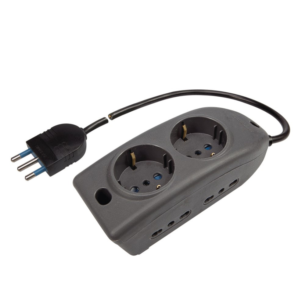 Presa Multipla 4 Prese 10/16A con Cavo Nero - Polypool Presa Multipla 4 Prese 10/16A con Cavo Nero - Polypool